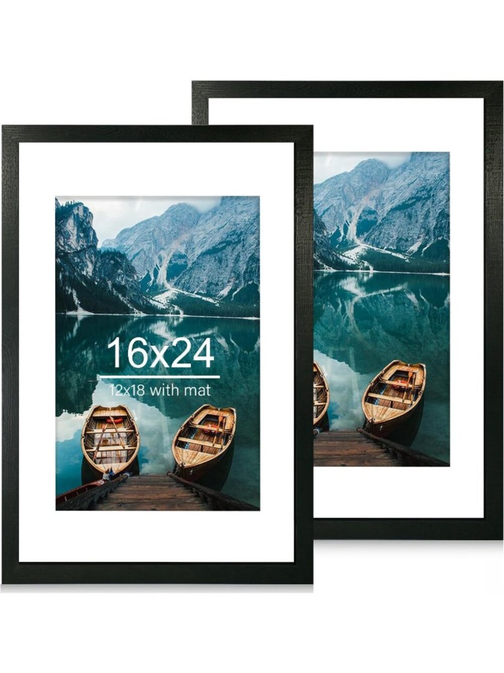 Rustic Black Wood Frame Set of 2 - 16x24 & 12x18 Display, Wall Mount, Versatile